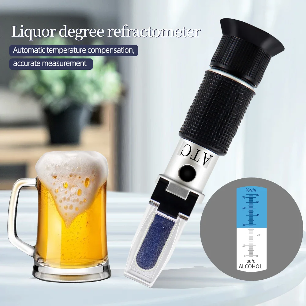 Handheld Alcohol Refractometer Meter Beer Liquor Range 0-80% for Spirit  Home Brewer Analyzer