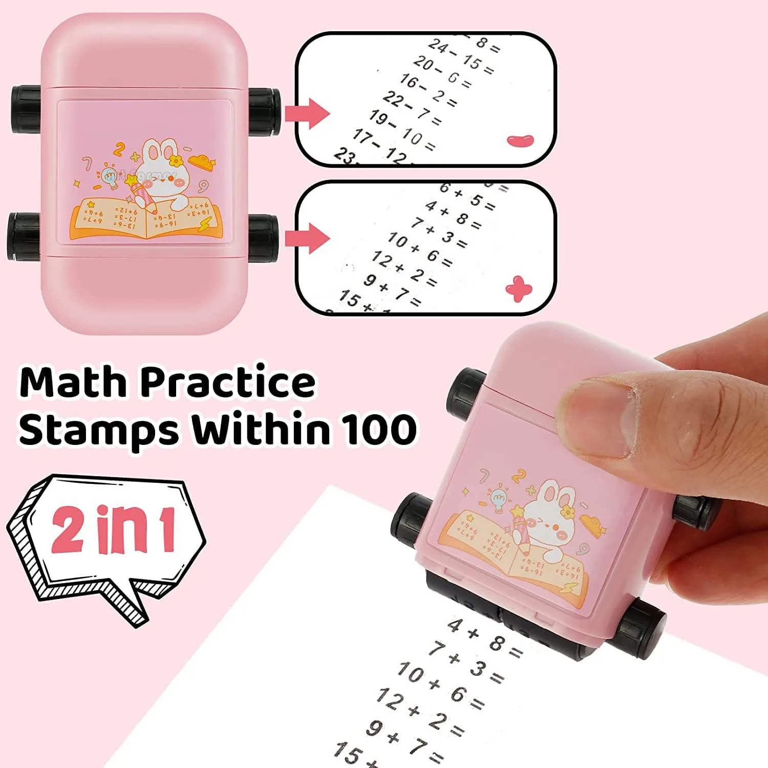 2 in 1 Multiplication Division Teaching Stamps Double-Head Digital Roller Number Question Stamp Math Practice Teaching Accessory