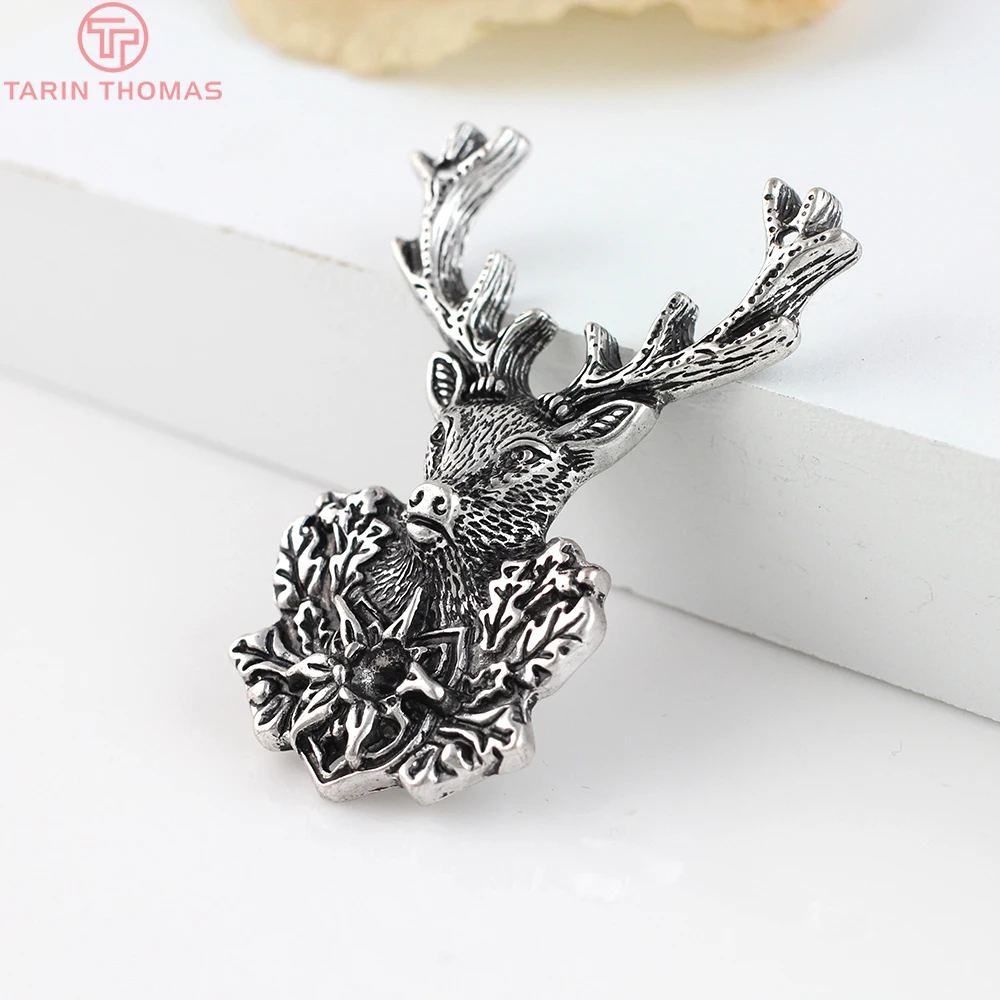 (3848)1 piece 51*38MM Antique Silver Color Plated Zinc Alloy Deer Pendants Diy Handmade Jewelry Findings Accessories Wholesale