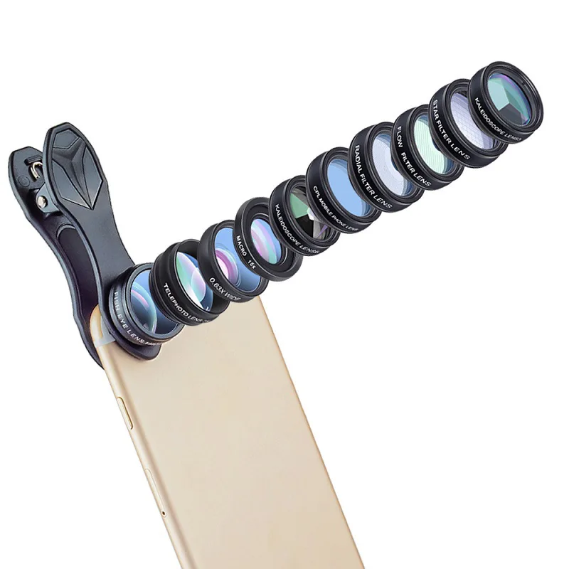 

Mobile phone wide-angle lens CPL starlight mirror fisheye macro telephoto filter six-splitter polarizer ten-in-one set