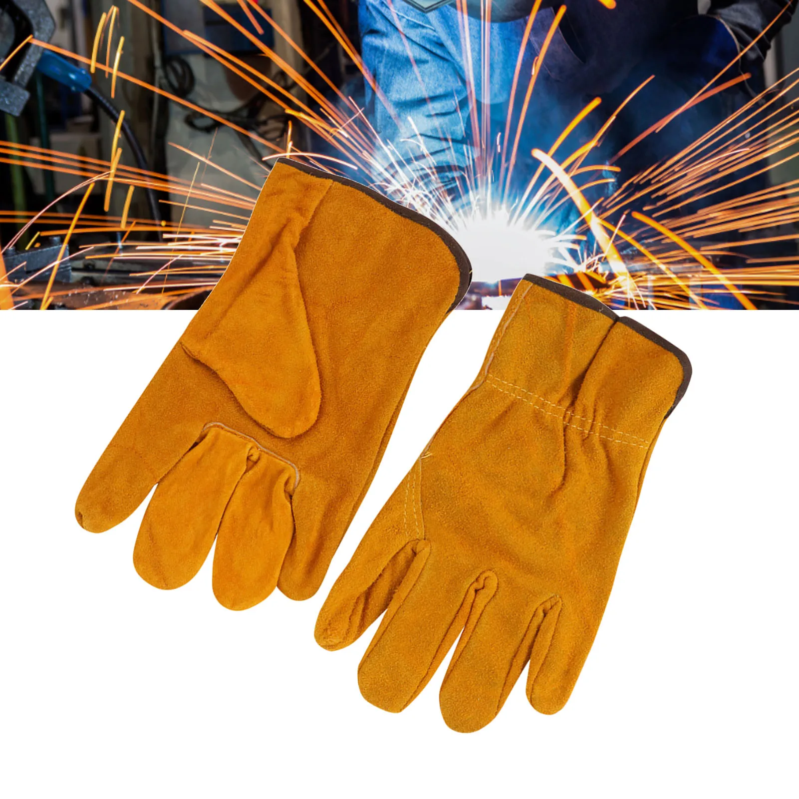 

ZK30 Utility Work Gloves Cowhide Leather Heat Resistant Gloves Protective Working Gloves for Driver Welder working gloves