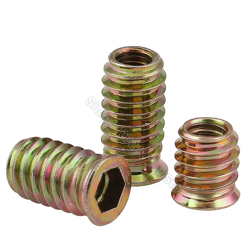 

3-10Pcs Color Zinc M6 M8 M10 Internal And External Tooth Nut Hex Socket Drive Insert Embedded Nuts Threaded For Wood Furniture