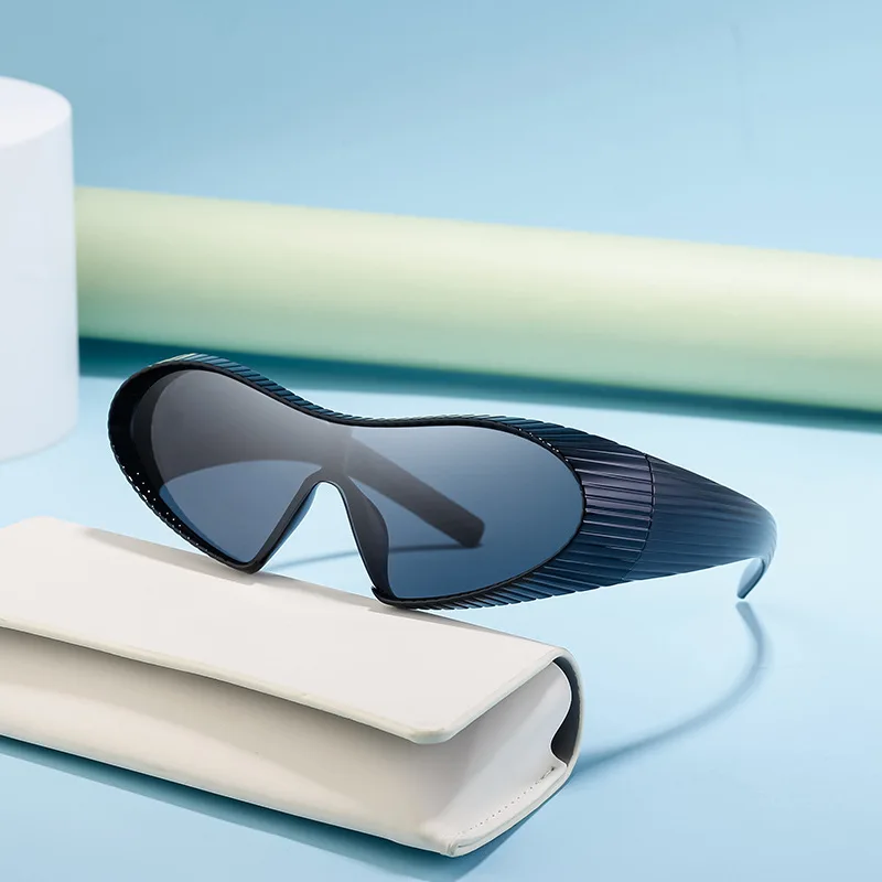 نظارات شمسية بإطار غير منتظم للرجال والنساء نظارات شمسية على شكل عين الدردشة نظارات رياضية لركوب الدراجات UV400 ظلال قطعة Y2K