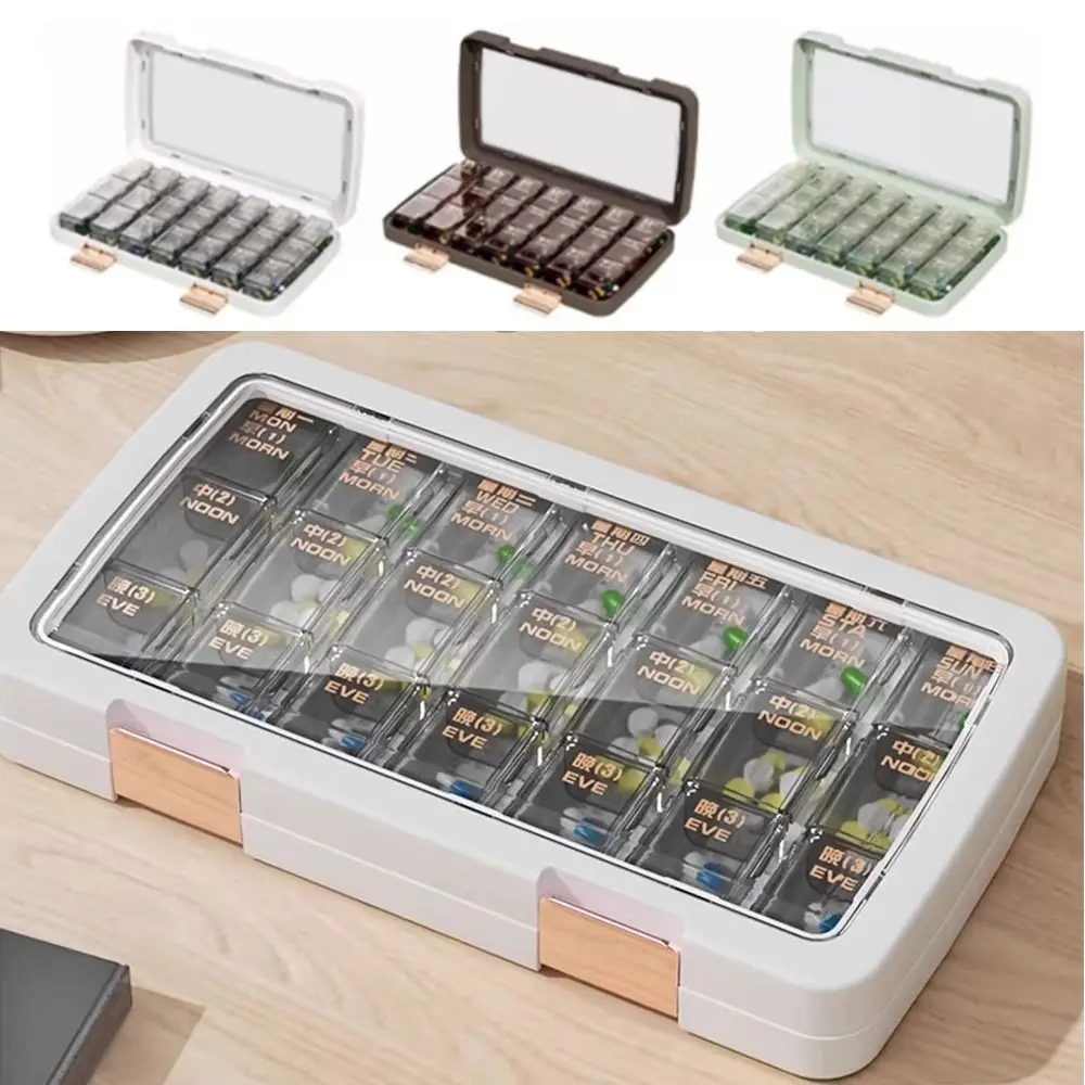

21/28 Grid Pill Organizer Box Plastic Portable Medicine Organizer Compact Moisture Proof 7 Days Pill Cases Essential for Travel