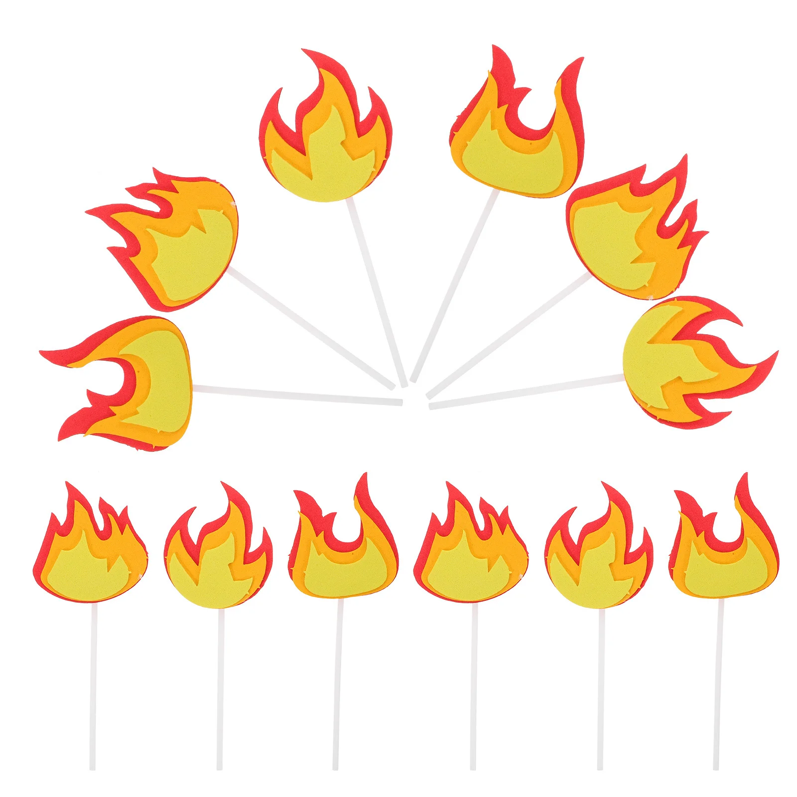 

10 set Flame Cake Decorations Fire Theme Birthday Party Supplies Fire Engine Truck Cupcake Toppers Fake Flame Cutouts Racing Bbq