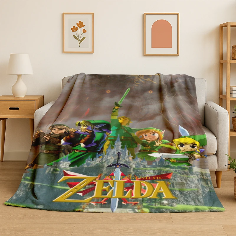 Klassisches Spiel Z-Zelda Cartoon Link Flanelldecke, weiche, warme Decke für Schlafzimmer, Wohnzimmer, Bett, Reisen, Camping, Picknick