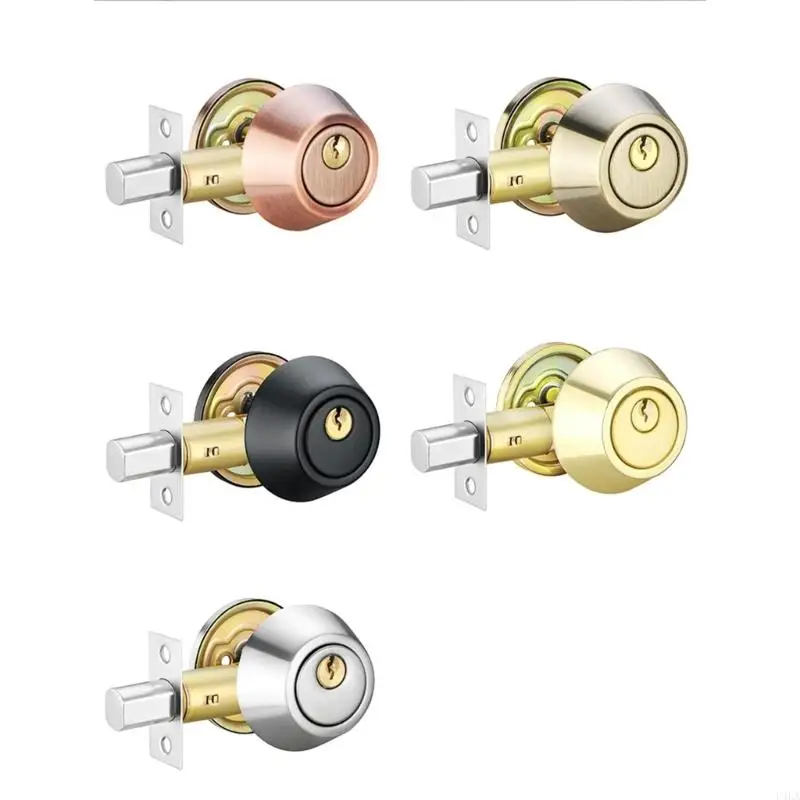 

U4LA Round Entry Door Handle Entrance Lockset Interior Exterior Round Door Knobs with Lock and Key Easy to Installation