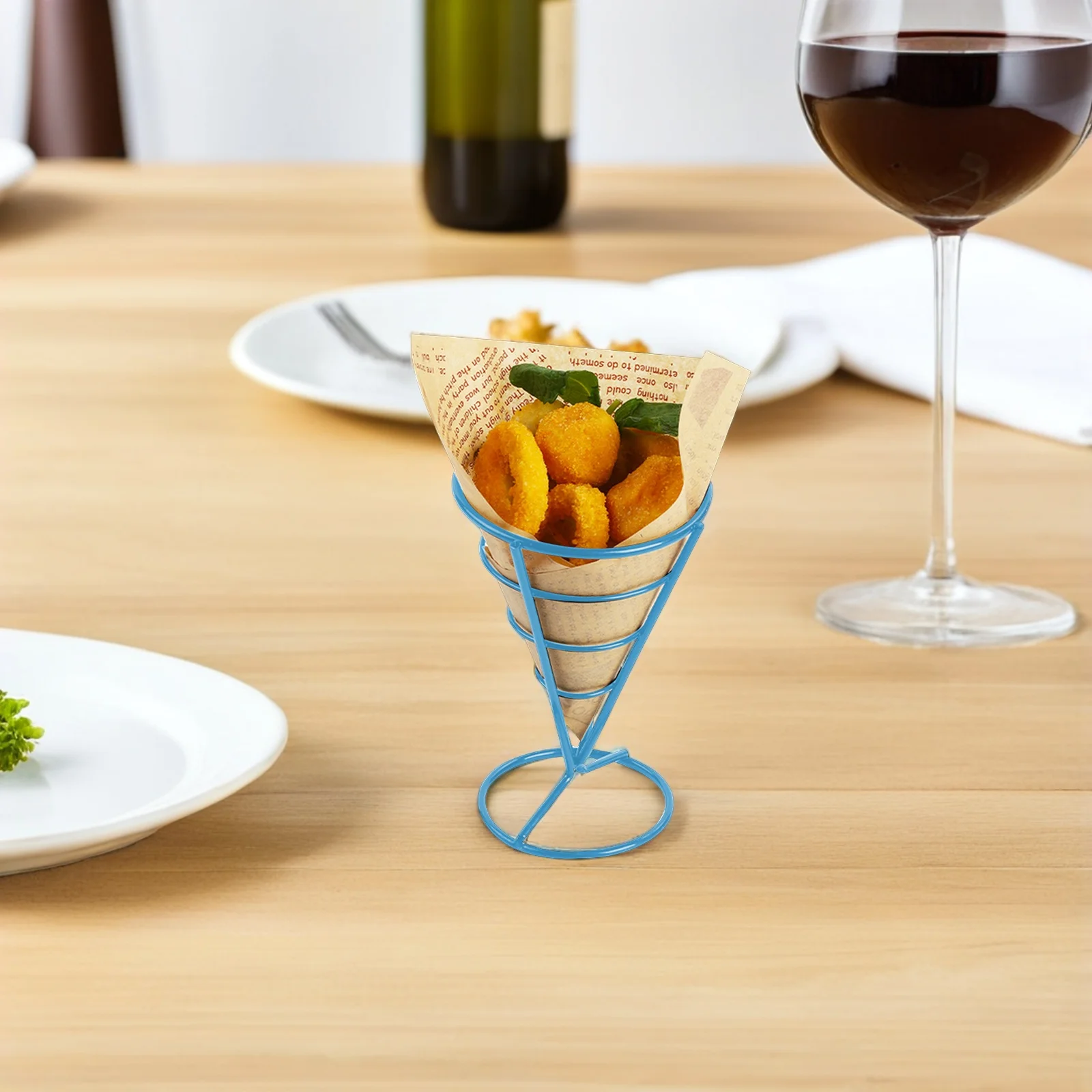 

Stainless Steel French Fries Holder - Cone Shaped Wire Basket for Counter Cabinet Storage Display Stand Fry Station Accessories