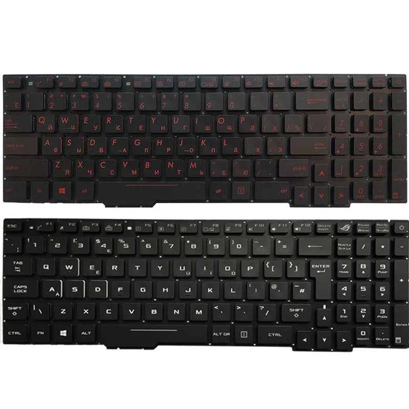 Rosyjska/amerykańska/brytyjska/hiszpańska klawiatura do laptopa ASUS GL753 GL753V GL753VE GL753VD z podświetleniem