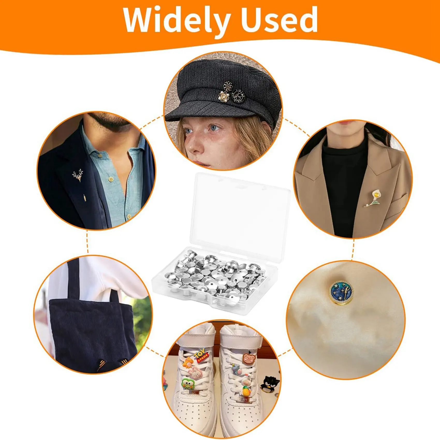 

A93E-500PCS Locking Pin Back Locking Pin Retainer Buckle, Used For Locking The Back Of Metal Pin Of Brooch Enamel Lapel Pin