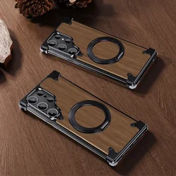 Shockproof Protective Phone Cover, Unique Wooden Case for Samsung Galaxy S24 Ultra, Magsafe, Protective Cover
