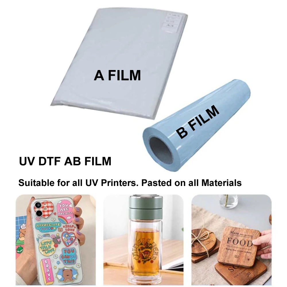 100 pcs UV DTF AB Film A3 waterproof  LOGO transfer sticker for UV Printer