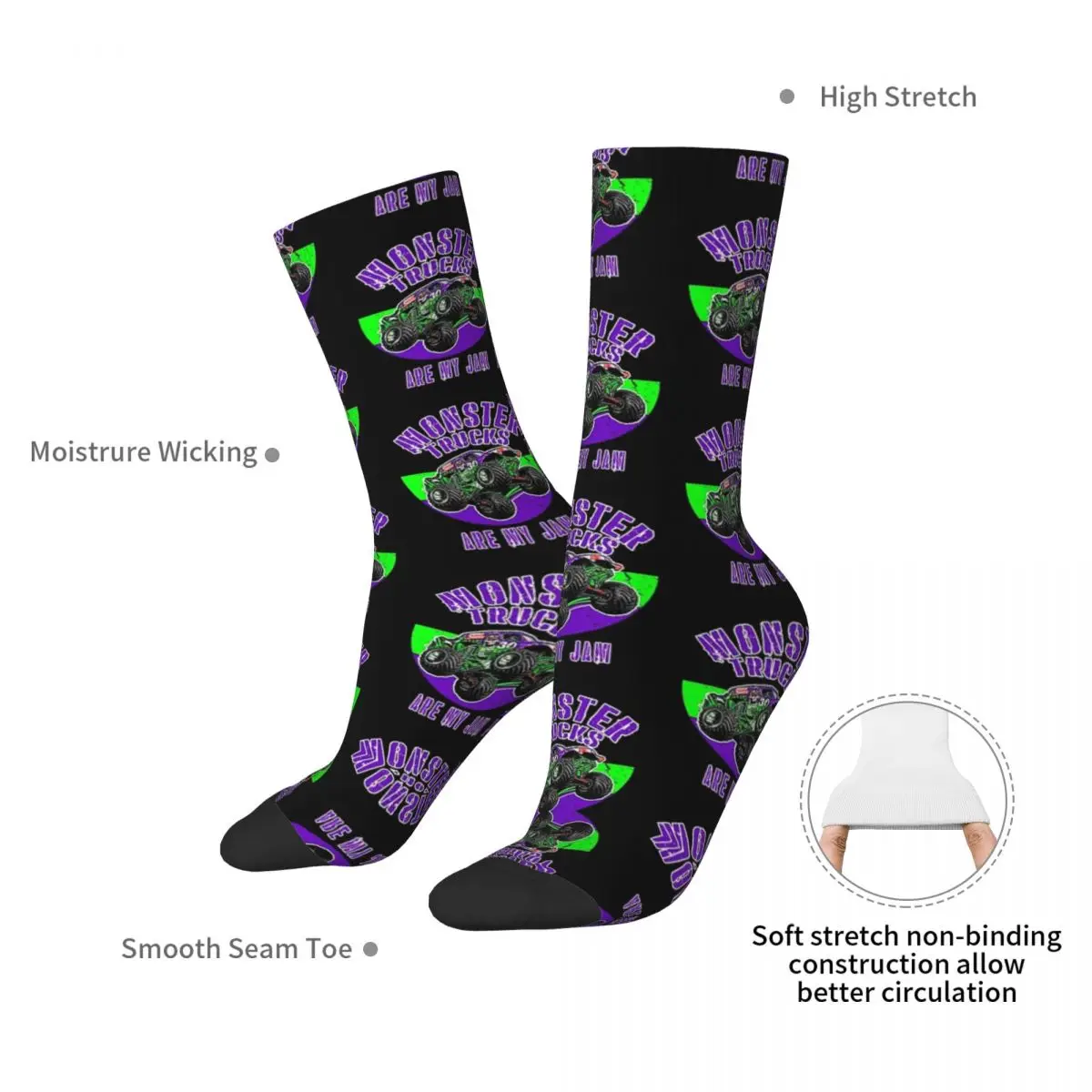 Monster Truck Are My Jam Grave Digger Vintage Art Socks High Quality Stockings All Season Long Socks for Unisex Birthday Present