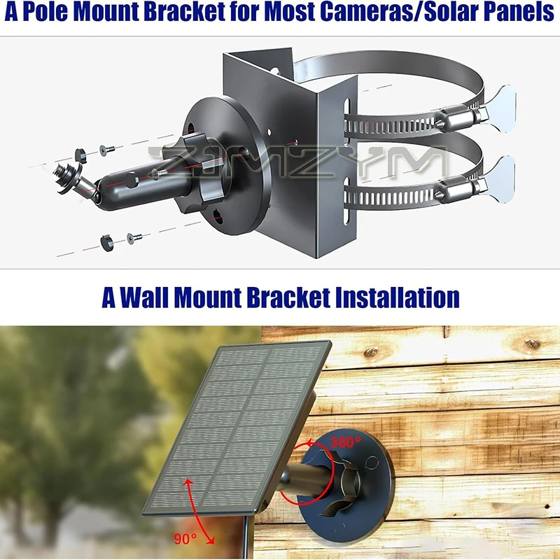 Camera Monitoring Bracket Universal Pole Mount Bracket Wall-mounted Rotated Plastic Bracket For Most Cameras Solar Panels