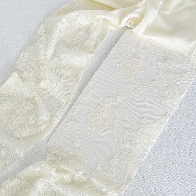 Very Beautiful Color New Design Rose Thin Pantyhose White Black Stockings Tights Spring Jacquard Leg Socks Summer 40-55kg High