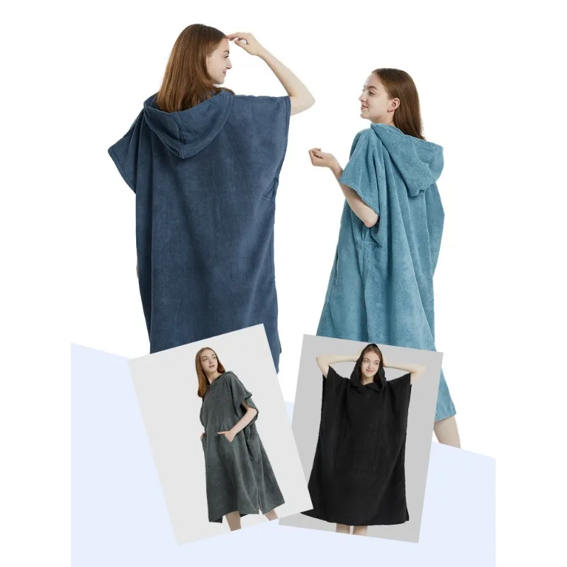 

Банное полотенце из микрофибры, халаты, носимые, быстросохнущие, сменная одежда для плавания на открытом воздухе, портативное полотенце с капюшоном для путешествий, дайвинга и серфинга