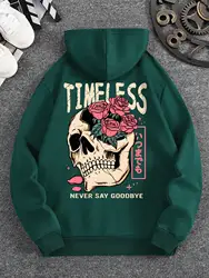 2024 Spring and Autumn Casual Long Sleeve Men's Slogan Skull Print Hoodie Versatile and Comfortable Daily Sweatshirt S-3XL