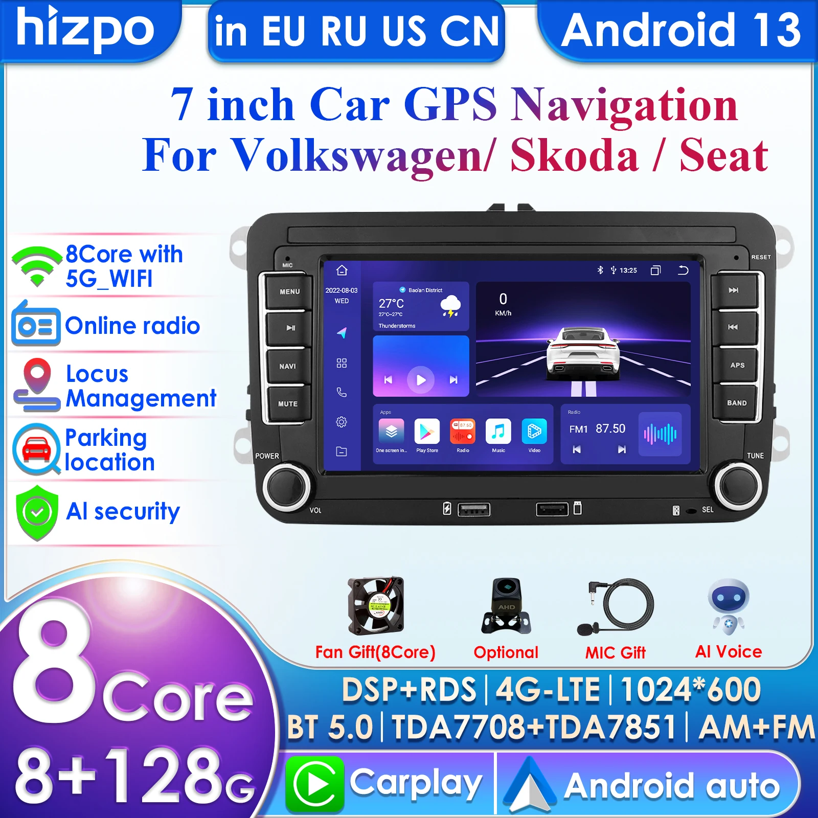 7''DSP Carplay 4G Android Auto Radio for Volkswagen VW Passat B6 B7 CC Tiguan Touran GOLF POLO Car Multimedia GPS 2din Autoradio