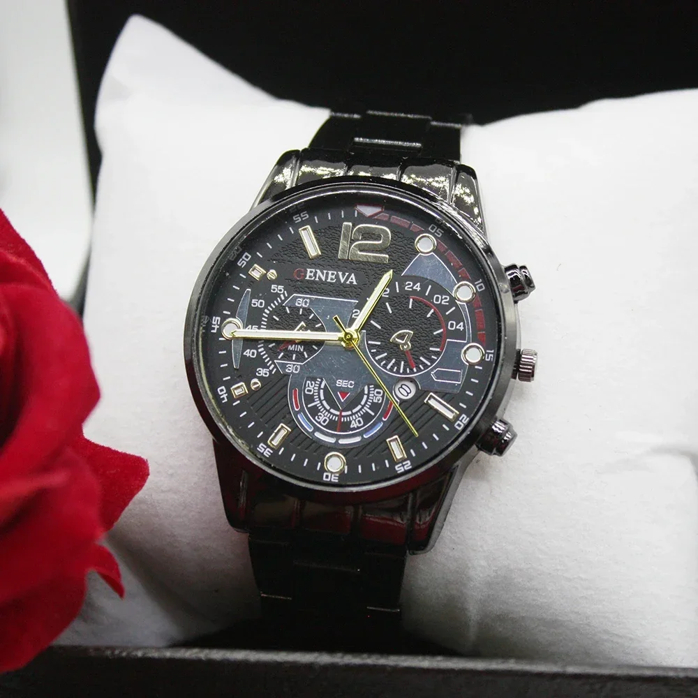 مجموعة ساعات رجالية من الستانلس ستيل ، أساور متطابقة ، تتضمن صندوقًا ، ساعات فريدة ، هدية زميل الدراسة ، 3 *