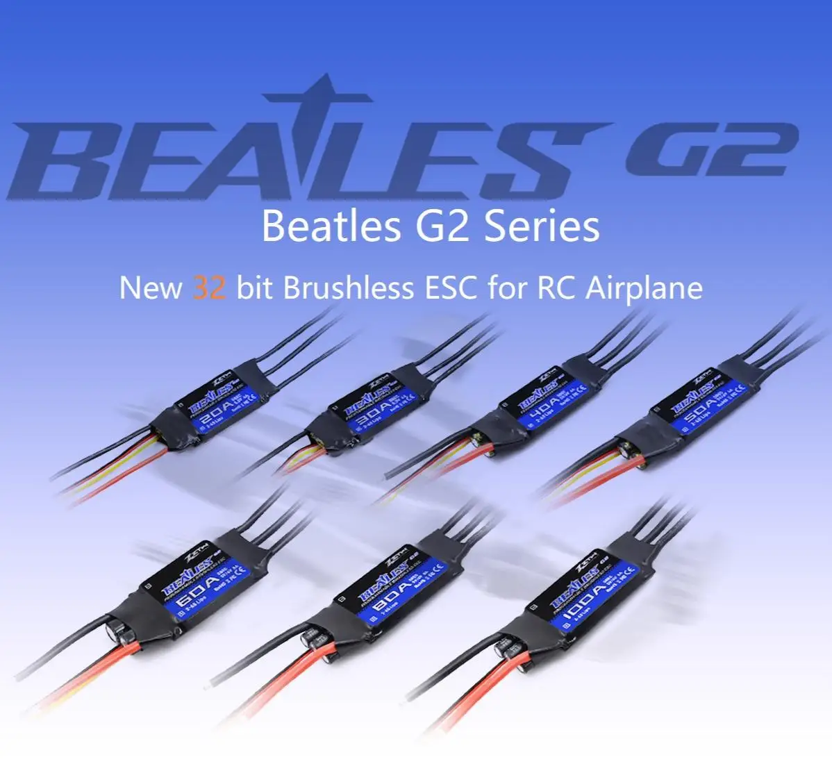 ZTW Beatles G2 20A 40A 80A 100A 2-4S/ 2-6S 32-bit Brushless Speed Controller With 5.5V/4A 5.6V/8A SBEC For Aircraft Fixed-wing