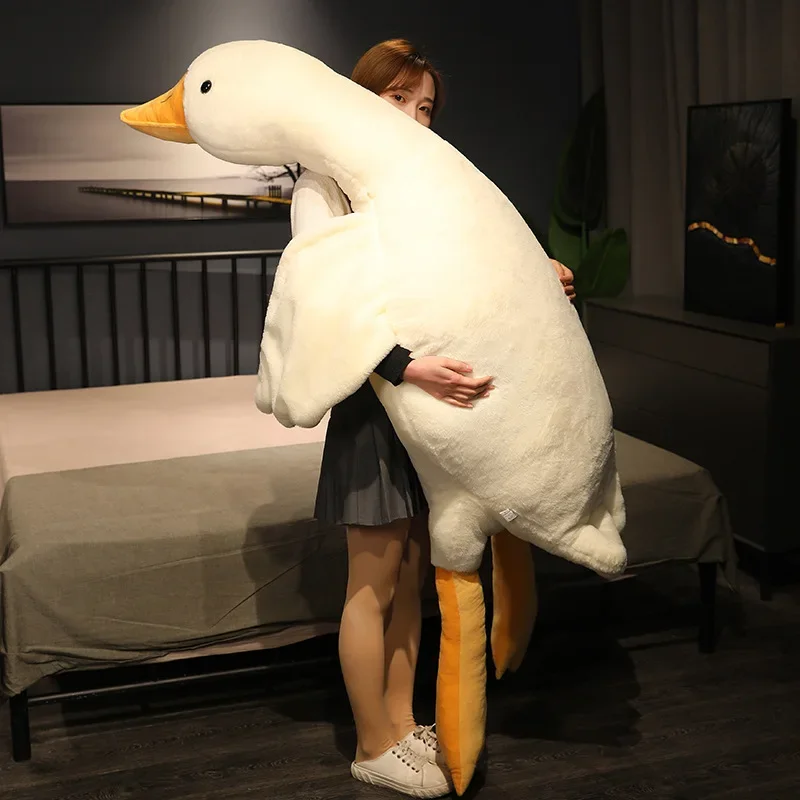 

Big White Goose Throw Pillow Plush Toy Doll Bed Sleeping Girl Gift Throw Pillows Almohadones Decorativos Long Neck Pillow Body