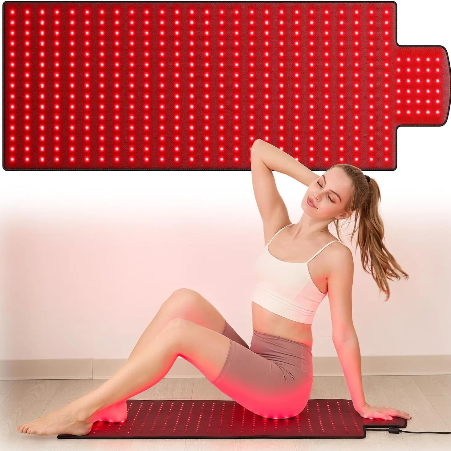 Large Size Red Light Therapy Pad,420 LEDs 660&850 nm Infrared Therapy Mat with controller for Body Back&Waist Muscle Pain Relief