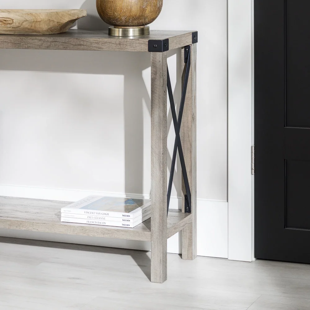 Magnolia Metal X Console Table, Gray Wash sofa table  small balcony table