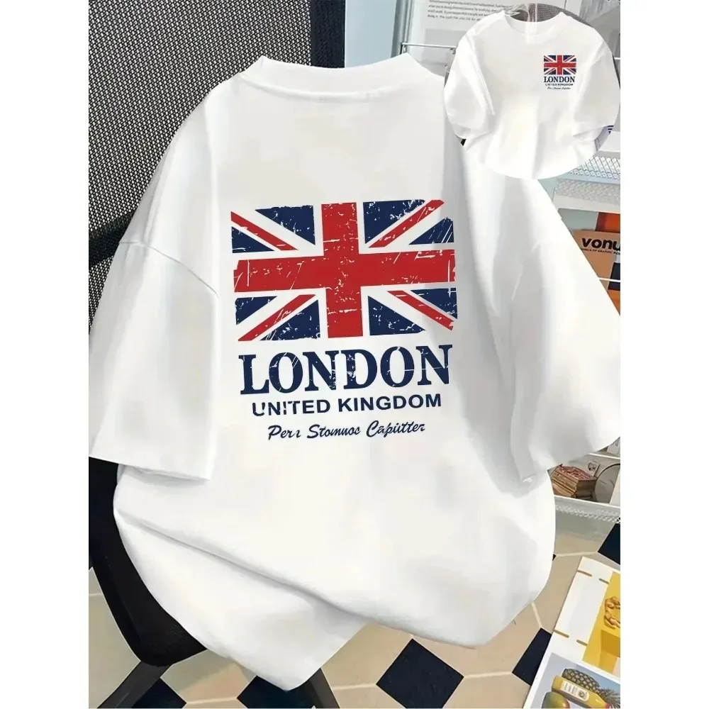 2026 Summer Men Women London Union Jack Print T Shirt Summer Casual Short Sleeve TShirt Cotton Breathable Fashion Top