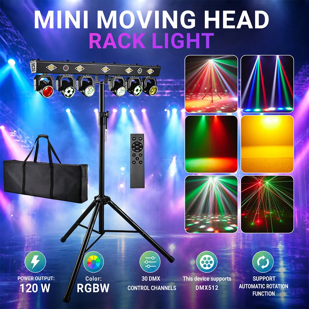 120W DJ Lights Remote Control 6 Head Moving Head Stage Light RGBW DMX512 LED Beam Strobe Effect For Party Nightclub Events Bar