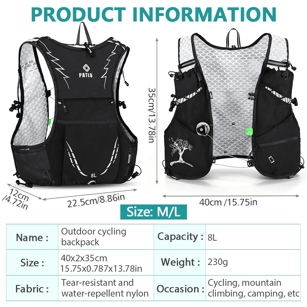 2026 New 8L Outdoor Trail Running Backpack Ultralight Women Men Run Race Hydration Vest Marathon Bike Bag for Marathon Hiking view 4