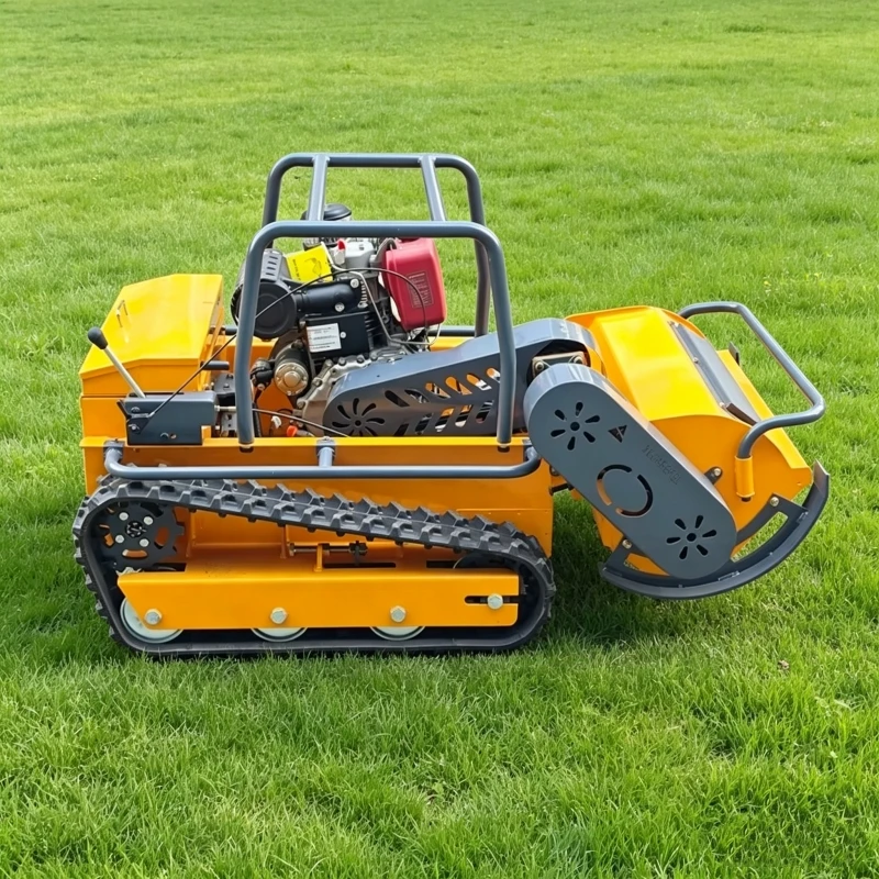 Cortacésped Robótico con Control Remoto, Cortacésped de Cepillos Todoterreno con Orugas de Goma, Cortacésped de Martillos de 800-1200 mm, Certificación CE EPA, Apto para Jardines y Céspedes