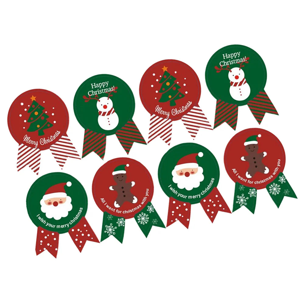 50 Pcs Christmas Party Supplies Label Paper Stickers for Kids Cartoon Santa Claus Gifts Tree