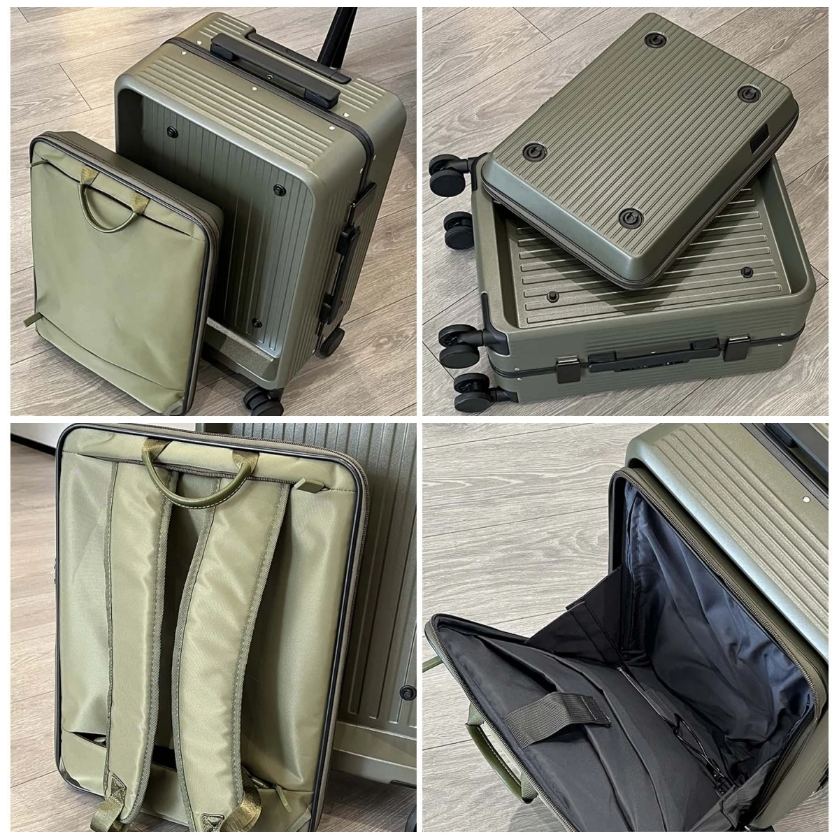 Mochila 2 en 1, Maleta desmontable, bolsillo para ordenador portátil, equipaje de mano de viaje, cubierta de carrito rodante de 20 pulgadas, material de PC, marco de aluminio