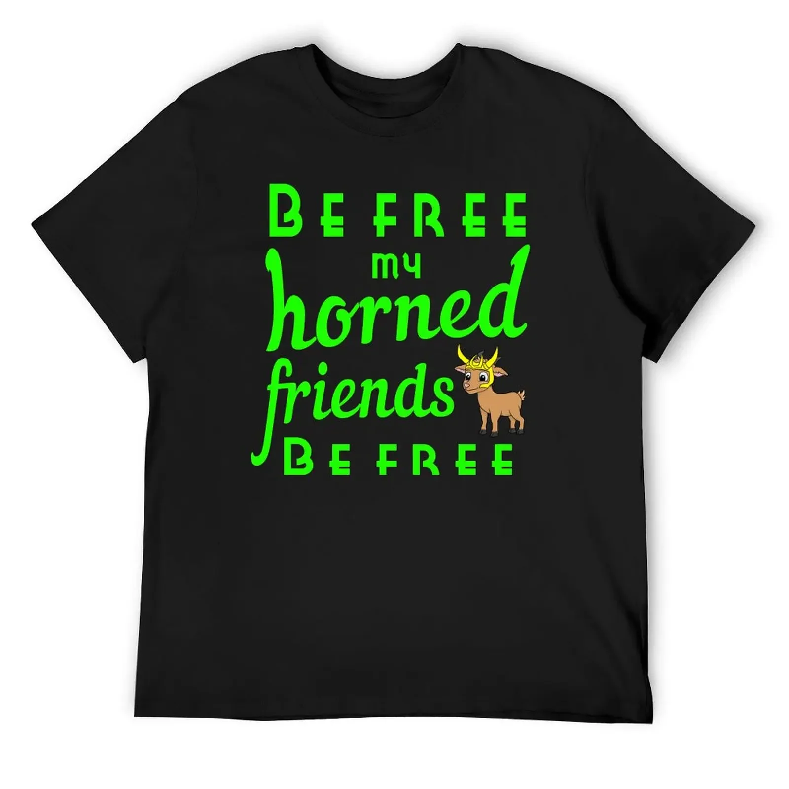 Be free my horned friends! Trickster Goat (for dark bg) T-Shirt oversized graphic tee cotton graphic tees mens fashion