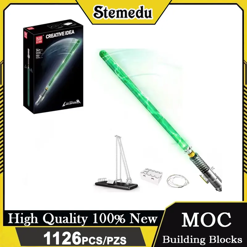 

Mould King 10140 1121PCS Green Laser Sword Building Blocks Galaxy Knight LED Light Model Detailed Collection Display Bricks Toy