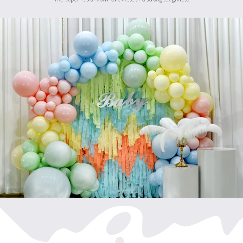 3-teiliges Set Regenbogen-Krepppapier-Girlanden für Hochzeit Geburtstagsfeier Hintergrunddekoration Bunte Papier-Krepp-Girlanden Dekorationsbänder – Detail 4