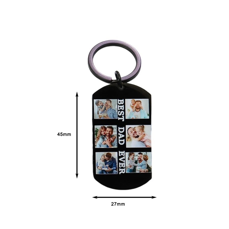 Custom Best Dad Ever Keychain with 6 Photos Daddy Keyring Car Key Accessories for New Father Grandpa Birthday Father's Day Gift