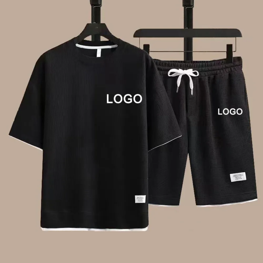 

Customized Printed T-shirt Shorts 2-piece Set, Men's Summer Fashion Suit Sportswear, Fashion Street Tops