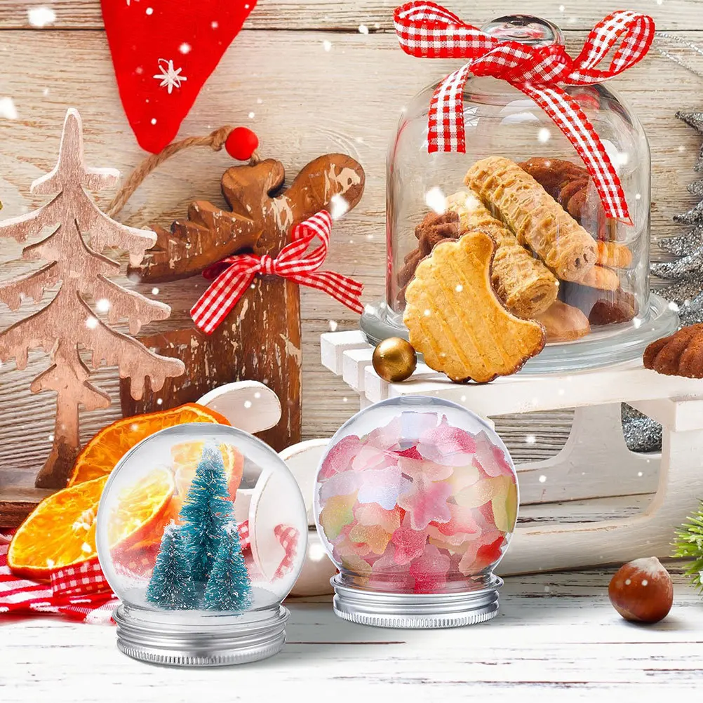 

15Pcs Clear Plastic Snow Globes DIY Christmas Snow Globe Craft Kit Holiday Ornament Decoration Water Globe Parts