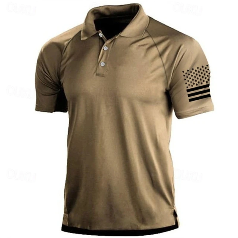 

3D Print USA Flag Pattern Polo Shirt For Men Vintage Outdoor Daily Wear Summer Fashion Casual Sport Golf Shirt Men Lapel Tops