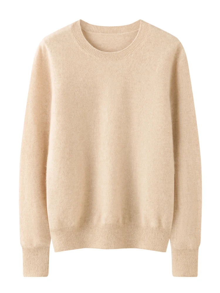 TLOML 신상 여성용 100% 캐시미어 스웨터 O넥 긴팔 풀오버 가을 겨울 부드럽고 따뜻한 기본 캐시미어 니트웨어 편안한 상의