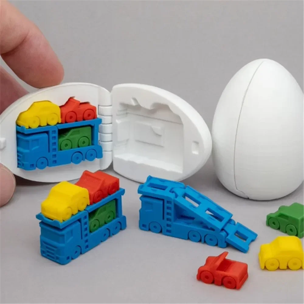 New 3D Printing Mini Car Truck Excavator Egg Desk Decoration Home Decor for Kids Toy Funny Novelty Gift