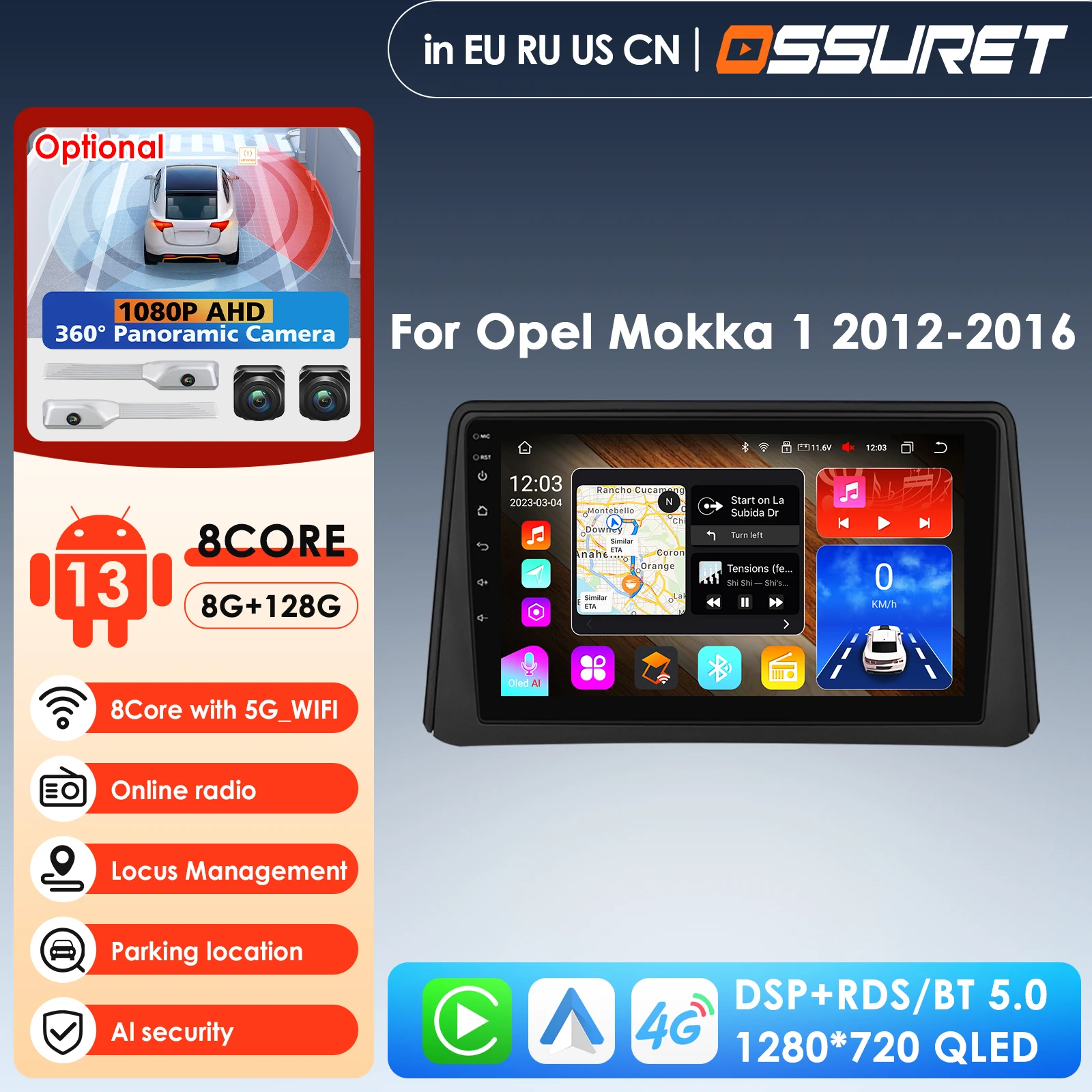 

8G 128G 2Din Android 13 Car Radio Multimedia Player for Opel Mokka 2012 2013 2014 2015 2016 Autoradio GPS Navi Wifi Audio Stereo