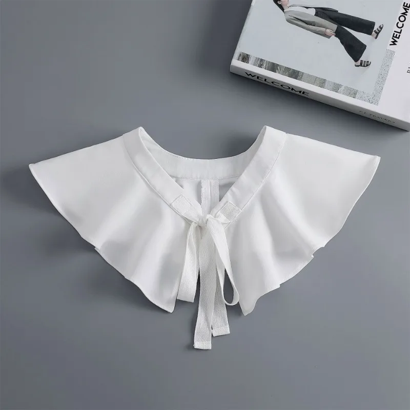 Abnehmbarer Revers-Fälschungskragen für Damen, Krawatte, Damen, weißer Schal, Wickeltuch, abnehmbare einfarbige Schleife, falscher Kragen, Kleidungszubehör