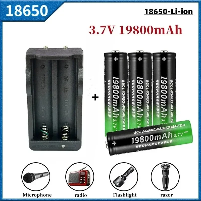 

18650 Battery 2024NewBestselling 19800mAh+Charger 3.7V 18650Li-ion Batteries Rechargeable Battery for Remote Control Screwdriver