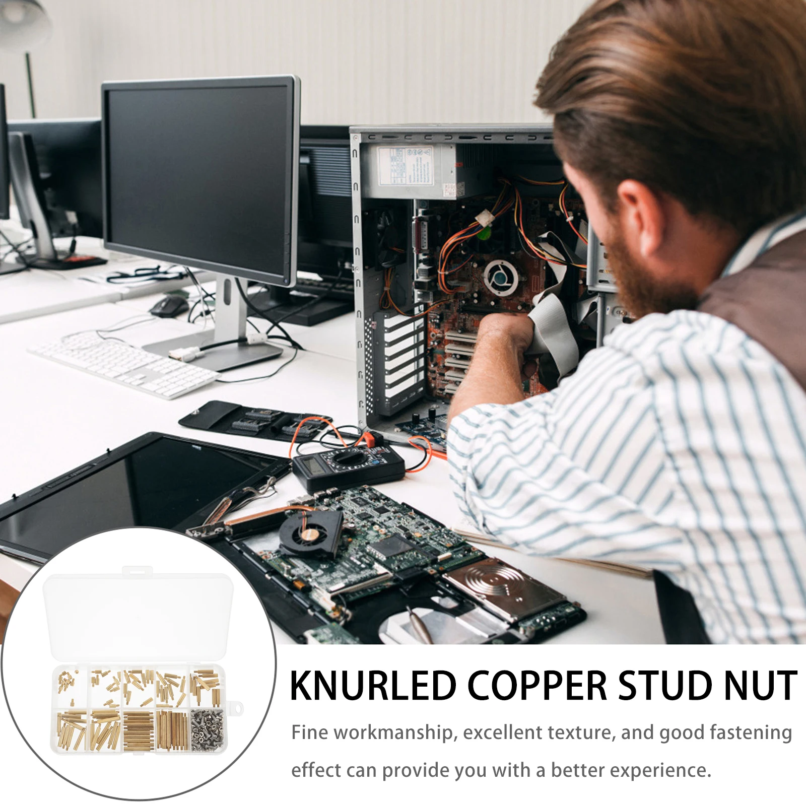 น็อตเกลียวหัวเดียวแบบมีลาย 270 ชิ้น ตัวเชื่อมต่อแบบเสาทองแดง สำหรับงานเฟอร์นิเจอร์ สกรูเปลี่ยนแทน น็อตทรงกระบอก หัวกลม