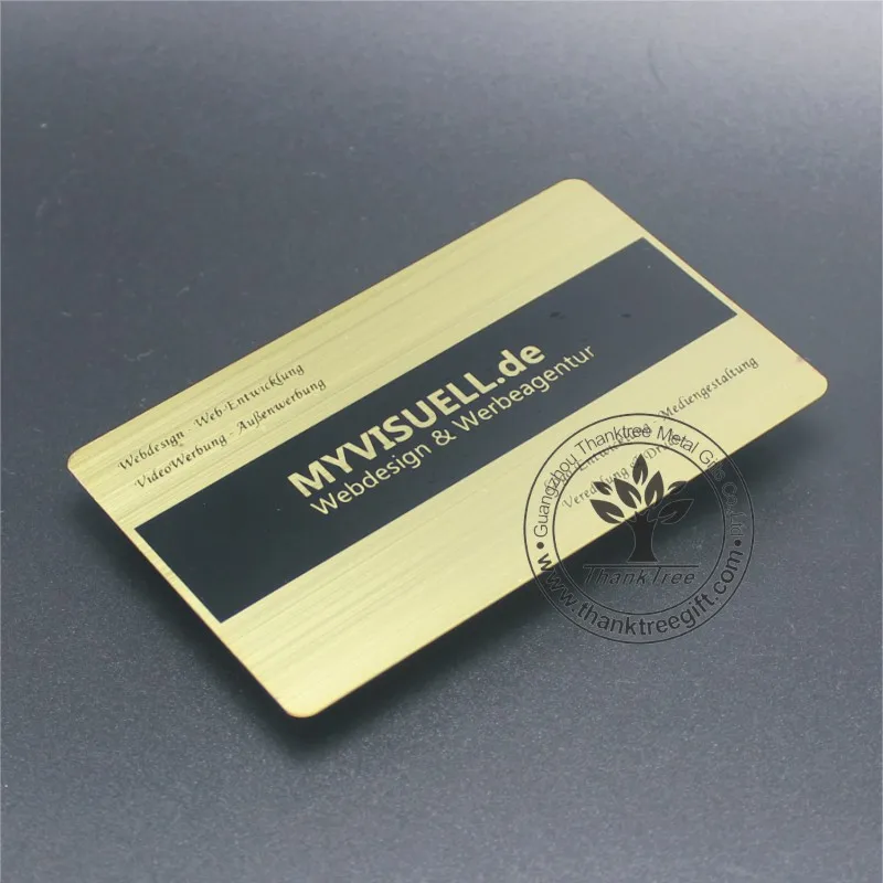 Cartão de visita de aço inoxidável escovado, Metal Etching Craft, Logotipo personalizado gravado, Produto personalizado