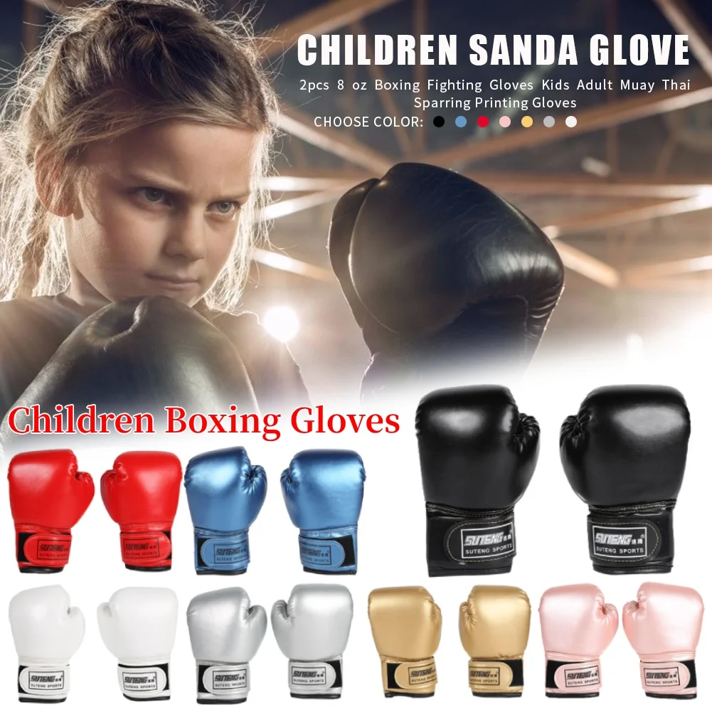 1 Pair Kids Boxing Gloves Children Punching Training Sparring Comfortable Adjustable Fighting Mitts Hand Protector Black