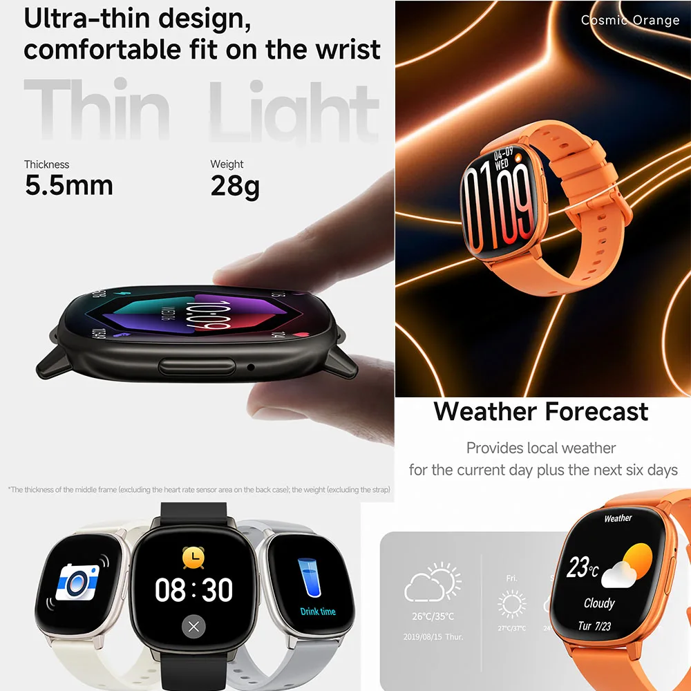 HD17 Air AMOLED Smart Watch Ultra Thin & Light Health Monitoring 100+Sports Modes Waterproof Wireless Call Outdoor Smart Watch