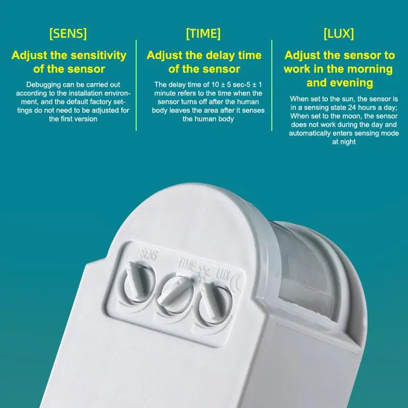 1Pc PIR Infrared Sensor AC 110V 220V Human Motion Sensor Optical Switch Sensing Distance Optical Control Adjustable Delay Switch